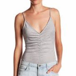 Gray Ruched Cami Bodysuit